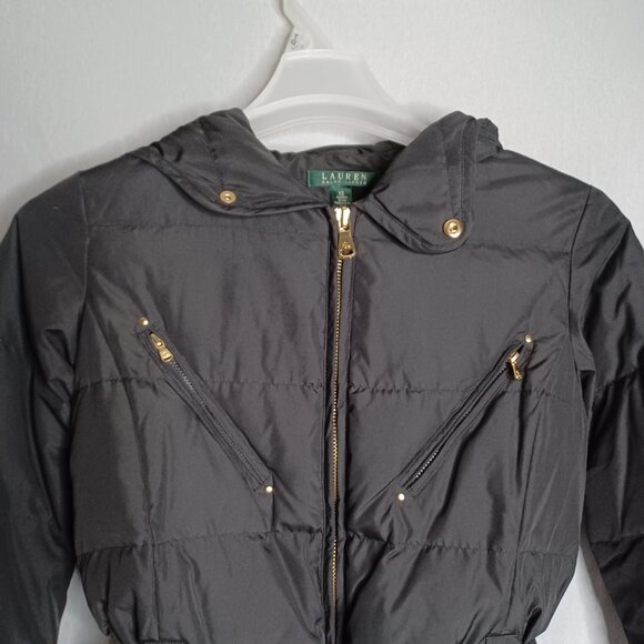 Lauren Ralph Lauren Puffer Jacket Womens XS Black Down Feather Hooded Outdoor - Picture 6 of 10